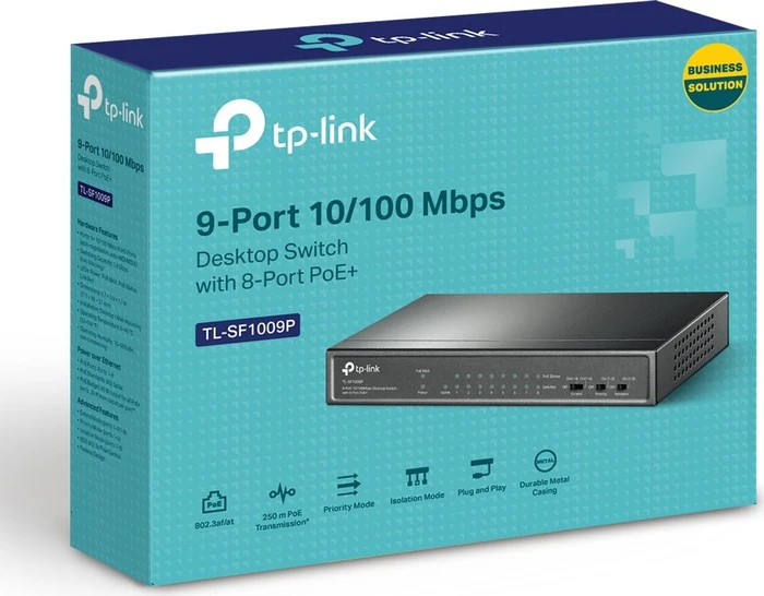 TP-Link TL-SF1000 Desktop Switch, 9x RJ-45, 65W PoE+