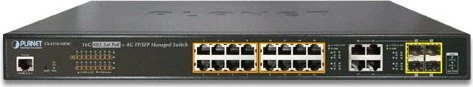 Planet GS-4210 Rackmount Gigabit Managed Switch, 16x RJ-45, 4x RJ-45/SFP, 220W PoE+