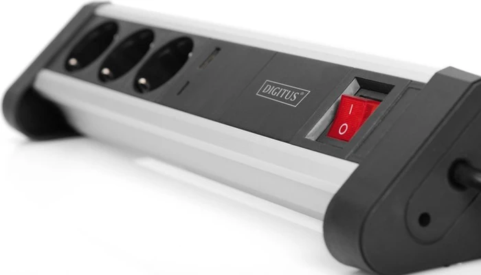 Digitus Home & Office Tisch-Steckdosenleiste, 3-fach, 1x USB-C/1x USB-A, 1.5m