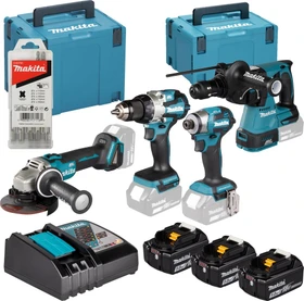 Makita DLX4196JX1 Combo Kit Akku-Maschinenset inkl. MAKPAC + 3 Akkus 5.0Ah