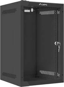 Lanberg WF10 Series 10" Rack Wandschrank 9HE, hängend, Flatpack, Glastür, IP20, RAL 9004, 310mm tief