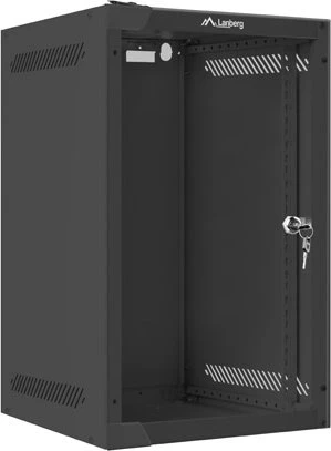 Lanberg WF10 Series 10" Rack Wandschrank 9HE, hängend, Flatpack, Glastür, IP20, RAL 9004, 310mm tief
