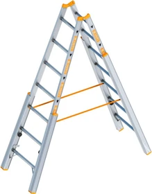Layher Topic 1061 Alu 2-tlg. Stufen-Stehleiter, 2x 7 Stufen