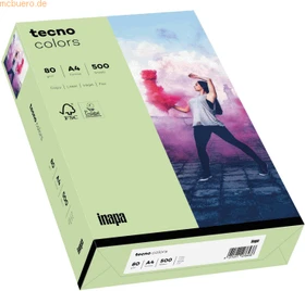 inapa tecno colors Universalpapier mittelgrün, A4, 80g/m², 500 Blatt