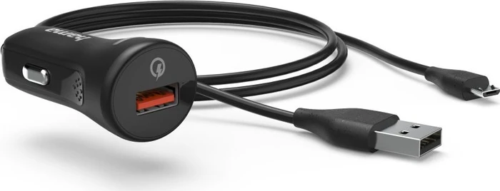 Hama Auto-Schnellladegerät mit Ladekabel Micro-USB QC 19.5W 1.5m schwarz