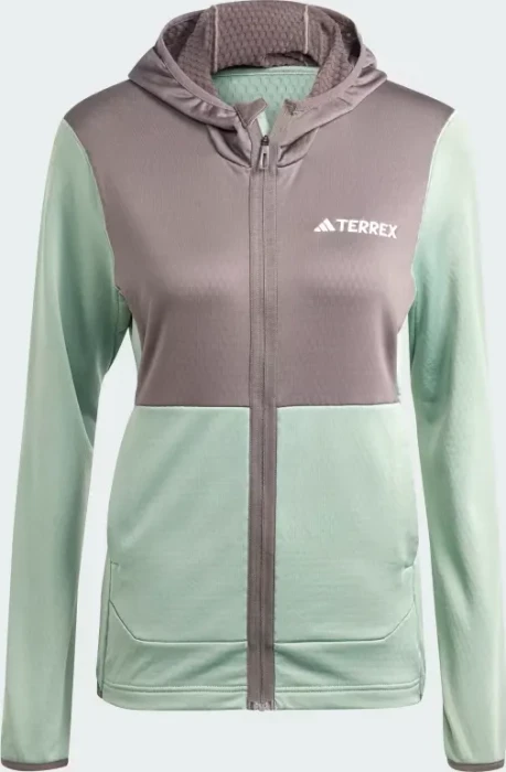 adidas Terrex Xperior Light Fleece Hooded Jacke silver green/charcoal (Damen)