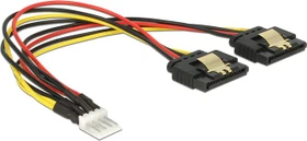 DeLOCK Stromadapter 4-Pin [Floppy] Stecker auf 2x 15-Pin [SATA] Buchse, Y-Kabel 20cm (85236)