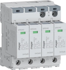 Hager Überspannungsableiter 4P T2 TNS Uc 275V In 20kA Imax 40kA