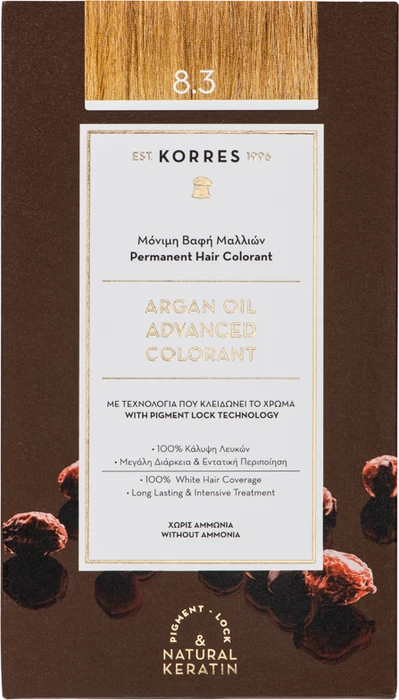 Korres Argan Oil Permanent Hair Colorant Haarfarbe 8.3 honigblond
