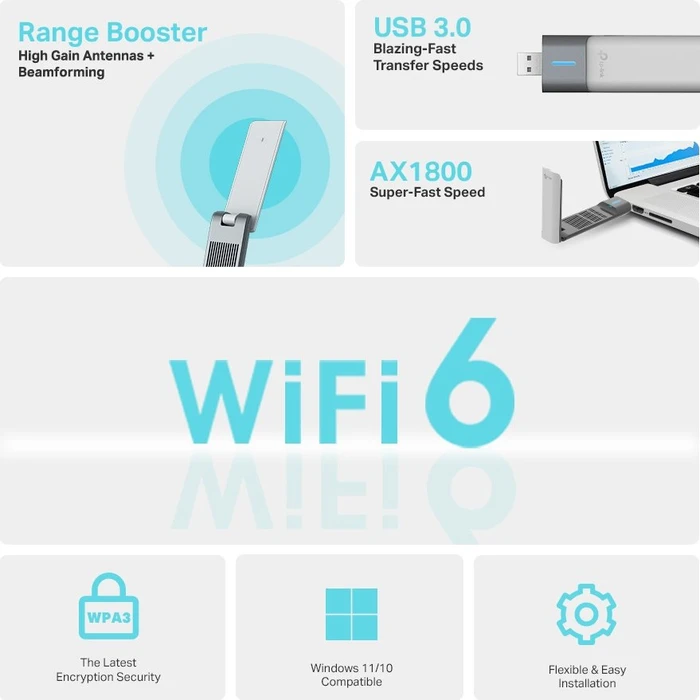 TP-Link AX1800, 2.4GHz/5GHz WLAN, USB-A 3.0 [Stecker]