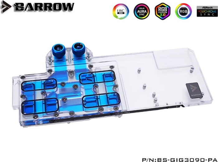 Barrow NVIDIA RTX 3090 LRC 2.0 Full Coverage GPU Water Block, GIGABYTE 3090 Gaming Aurora