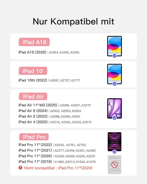 Inateck Ultraleicht Tastatur für iPad Air 6/iPad Air 5/iPad Pro 11", pink, DE