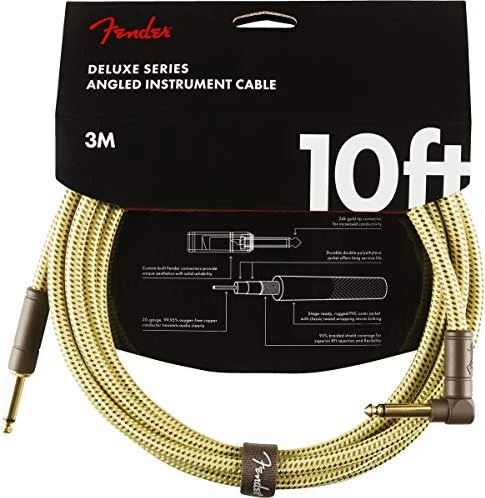 Fender Deluxe Series Instrument Cable Tweed Angled 3.0m