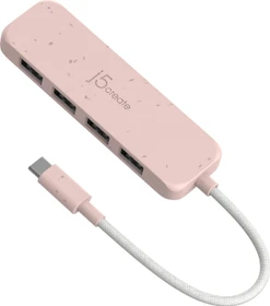 j5create Eco-Friendly 4-in-1 USB-C Hub rosa, 4x USB-A 3.1, USB-C 3.1 [Stecker] (JCH341ER)