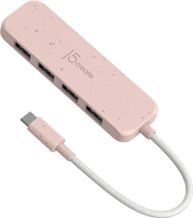 j5create Eco-Friendly 4-in-1 USB-C Hub rosa, 4x USB-A 3.1, USB-C 3.1 [Stecker]