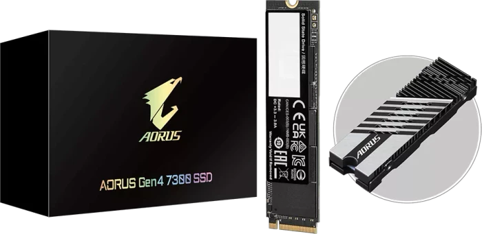 GIGABYTE AORUS Gen4 7300 SSD 2TB, M.2 2280 / M-Key / PCIe 4.0 x4, Kühlkörper