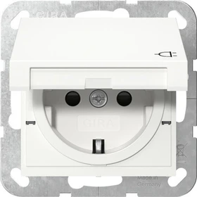 Gira SCHUKO-Steckdose 16 A 250 V~ mit Klappdeckel und erhöhtem Berührungsschutz (Safety Plus) Schraubklemmen reinweiß seidenmatt