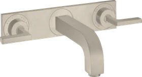 Hansgrohe Axor Citterio 3-Loch Waschtischarmatur für Wandmontage mit Hebelgriffen und Platte brushed nickel