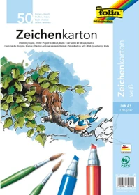 Folia Zeichenkarton, A3, glatt, weiß, 25 Blatt