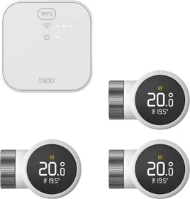 tado Starter Kit Smart Heizkörper-Thermostat X, 3x Thermostat, inkl. Bridge, Set