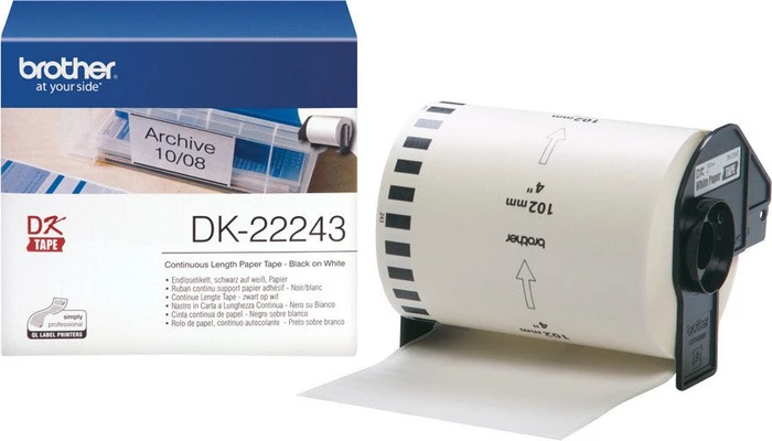 Brother Endlosetiketten DK-22243, 102mm, 30.5m, weiß/schwarz