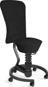 Aeris Swopper Work New Edition Bürohocker mit Rollen und Lehne, Feder Low, Gestell Alu schwarz, Bezug Mikrofaser Comfort schwarz