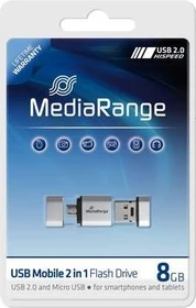 MediaRange Mobile 2in1 OTG Flashdrive 8GB, USB-A + USB Micro-B, USB 2.0