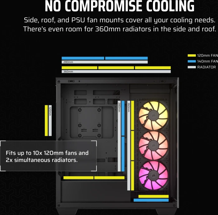 Corsair iCue 3500X RGB, schwarz, Glasfenster