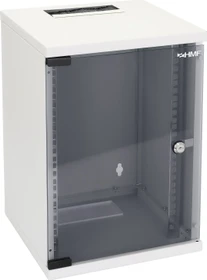 HMF Serverschrank 10", HMF 63400 9HE, Sicherheitsglastür, IP2X, grau, 300mm tief
