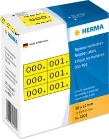 Herma Zahlenetiketten dreifach, 22x10mm, schwarz/gelb, 1er-Pack (3000 Etiketten)
