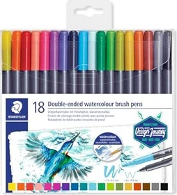 Staedtler Doppelfasermaler 3001 mit Pinselspitze sortiert, 18er-Set