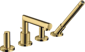 Hansgrohe Axor Uno 4-Loch Wannenrandarmatur mit Zerogriffen polished goldoptik
