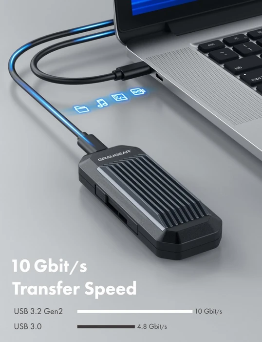 Graugear G-M202-AC-10G Externes Gehäuse für M.2 NVMe SSD, USB-C 3.1