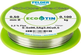 Felder ISO-Core Ultra Clear SAC305 Sn96.5Ag3Cu Lötzinn 0.5mm, 100g