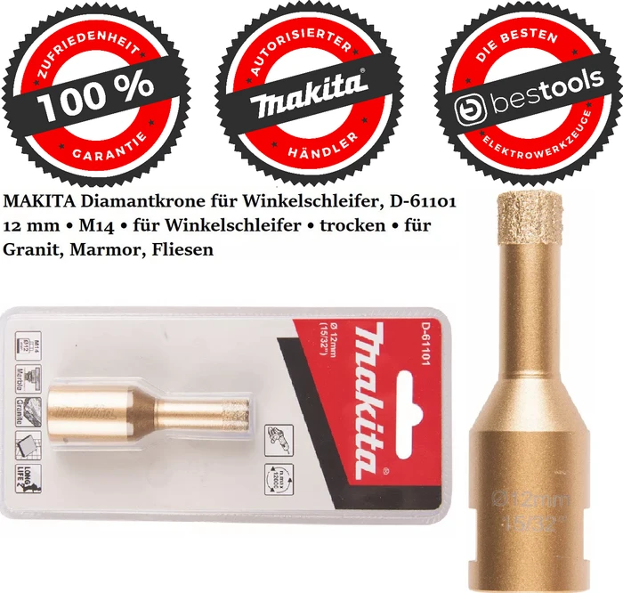 Makita M14 Diamant-Bohrkrone, 12x34x75mm, 1 Stück