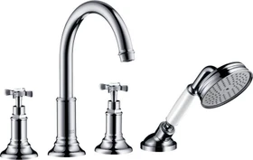Hansgrohe Axor Montreux 4-Loch Fliesenrandarmatur mit Kreuzgriffen brushed brass