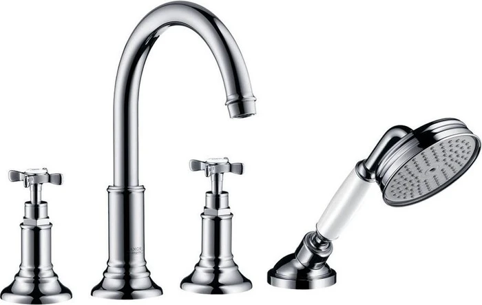 Hansgrohe Axor Montreux 4-Loch Fliesenrandarmatur mit Kreuzgriffen brushed brass