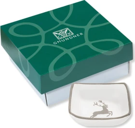 Gmundner Keramik Grauer Hirsch Schälchen quadratisch im Geschenkkarton 9x9cm