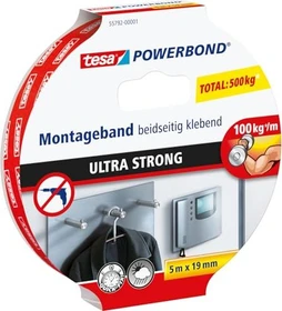 tesa Powerbond Ultra Strong Montageband transparent, Klebeband, 19mm/5m, 1 Stück