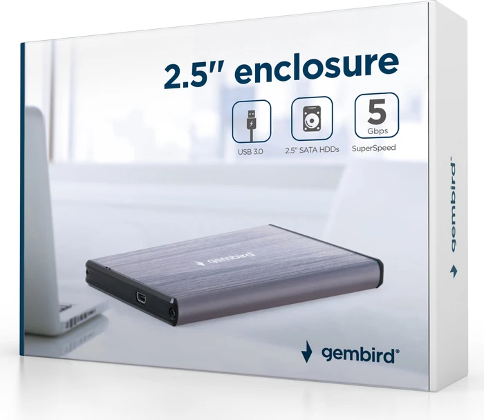 Gembird EE2-U3S-3, grau, 2.5", USB 3.0 Mini-B