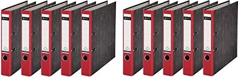 Leitz Qualitäts Ordner 2-Ring 180° CO2 neutral, 50mm, A4, rot, 10er-Pack