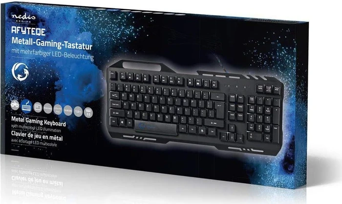 Nedis Gaming Tastatur, schwarz, LEDs RGB, USB, DE