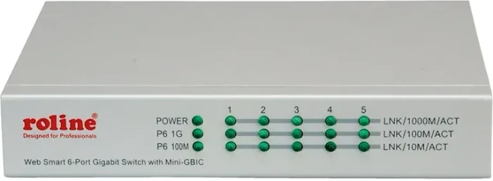 Roline Desktop Gigabit Smart Switch, 5x RJ-45, 1x SFP, 85W PoE+