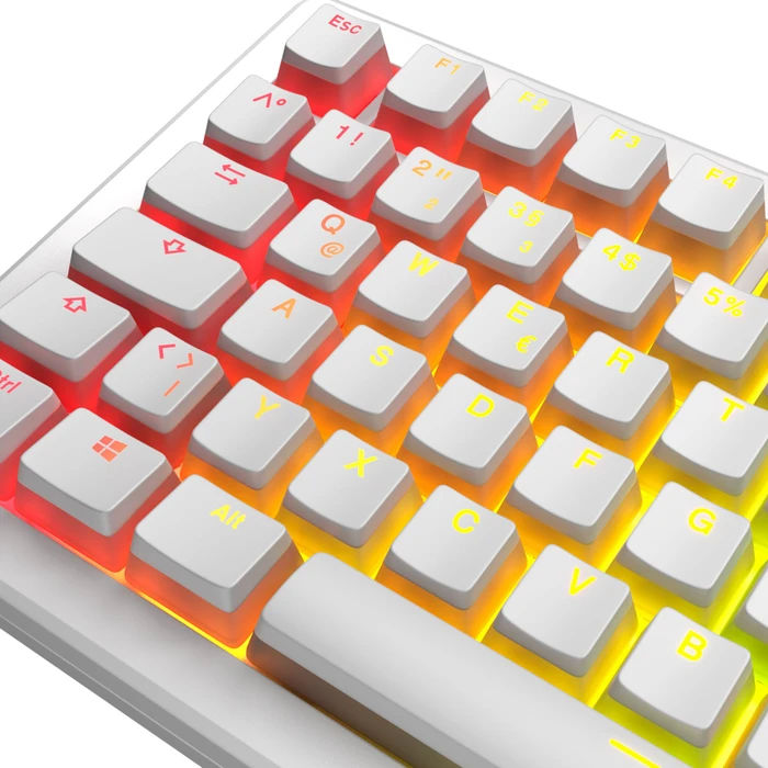 Glorious Aura V3 Keycaps, Kunststoff (PBT) Double-Shot, weiß/transparent, 131 Tasten, ISO-DE