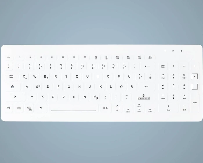 Contour Design Active Key kompakte Hygiene-Tastatur mit Nummernblock, weiß, LEDs grün, wischdesinfizierbar, USB, DE