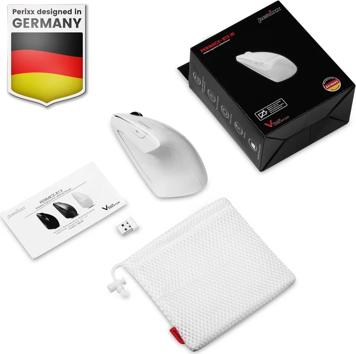 Perixx PERIMICE-813, weiß, vertikal, Rechtshänder, USB/Bluetooth