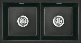 systemceram Mera Twin F/o Einbau Doppelspüle nero