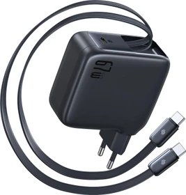 Baseus EnerCore CJ21 Fast Charger with Dual Retractable Cables 3C 67W schwarz