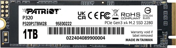 Patriot P320 1TB, M.2 2280 / M-Key / PCIe 3.0 x4