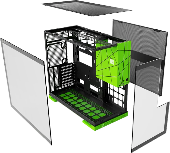 Geometric Future Model 5 Black/Green, Glasfenster